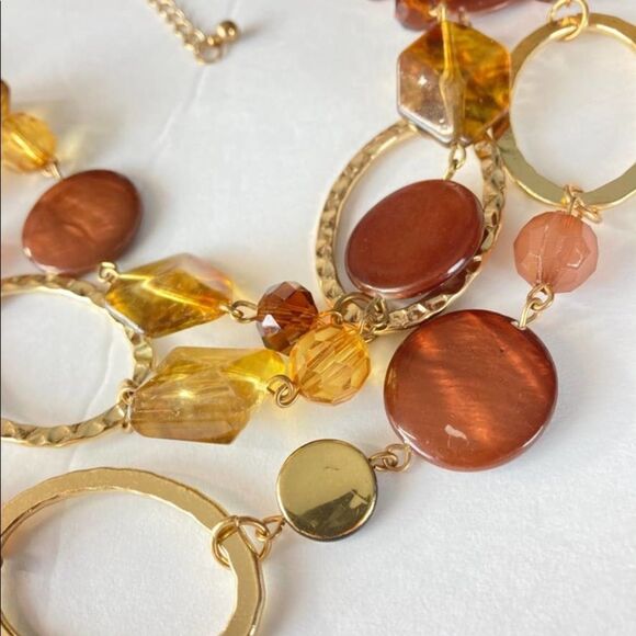 Gold and brown tone multi strand statement necklace - Picture 6 of 12